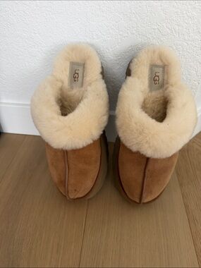 UGG Chestnut Suede Shearling-Lined Slip-On Clog